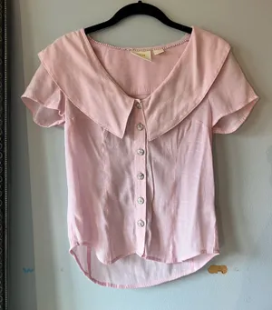 Maeve Anthropologie Blouse Light Pink thumbnail 1
