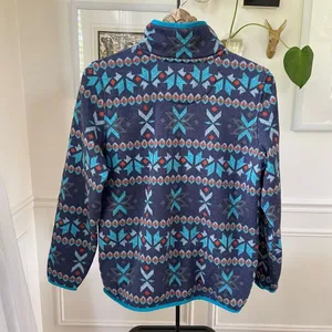 L.L. Bean Aztec Southwestern Print Pullover Fleece Jacket Sweatshirt 1/4 Snap L thumbnail 4