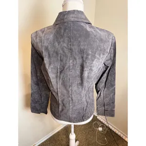 Vintage Brown Suede Leather Jacket Blazer Womens Medium Snap Front Western Boho thumbnail 3