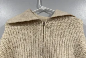 A New Day Cream Quarter Zip Pullover Sweater Medium M thumbnail 2