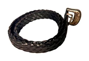 Vintage 90s Y2K Guess Black Genuine Woven Leather Western Belt W Silver Buckle L thumbnail 1