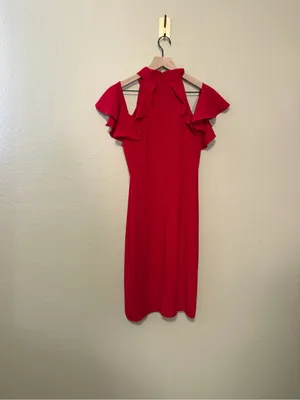 Amanda Uprichard Haven Halter Red Mini Dress Size Medium thumbnail 5