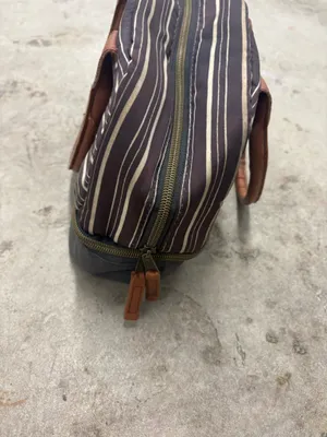Emma & Chloe Striped Zip Satchel Top Handle Lunchag in Brown Gray Women's thumbnail 6