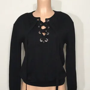 J.O.A. black lace up long sleeve sweatshirt. NWT thumbnail 6