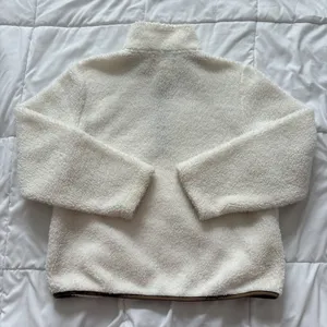 Womens Medium Sherpa‎ Jacket Sweater White Fleece 1/4 Zip Pullover Winter Fall thumbnail 8