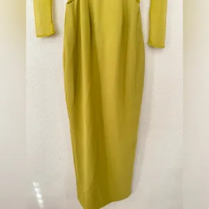 HOUSE OF CB 'Zahra' Chartreuse Plunge‎ Maxi Dress maxi mustard yellow NWOT XS thumbnail 10