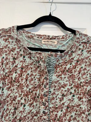 NWOT Free People We The Free Size S Floral Stripe Henley Top Long Sleeve Boho thumbnail 5