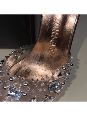 Azalea Wang Popstar Rose Gold PVC Slingback Stiletto Heels Women’s Size 7.5 thumbnail 6