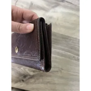 Coach Brown Leather C Monogram Stitched Continental Long Wallet Checkbook thumbnail 5