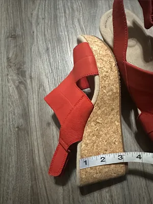 Clarks Red  Wedge Sandals with Cork Platform thumbnail 10