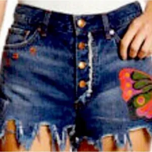 Free People Denim Butterfly Shorts Size 26‎ thumbnail 16