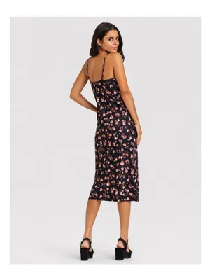 NWT Target A New Day Black Floral Print Midi Slip Dress Size M thumbnail 5