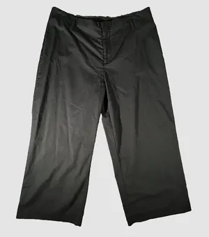 Zara Wide Leg Pants Womens Size M Black Cropped Cotton Blend‎ Trousers Mid Rise thumbnail 1