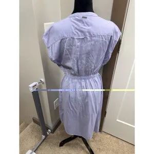 prAna Dress Slate Purple Grey Tencel Lyocell Button V Neck Casual Popover Small thumbnail 5