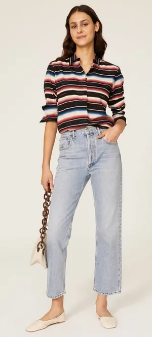 Lauren Ralph Lauren Striped Blanket Top Sz M thumbnail 1