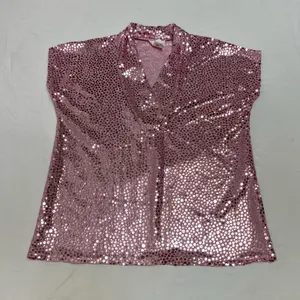 Roaman's Rose Pink Sequin V-Neck Blouse  thumbnail 2