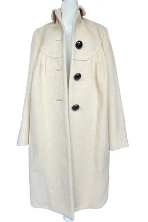 Meissa 100% Wool Off White Black Button Front‎ Collared Coat Sz M Size M thumbnail 1