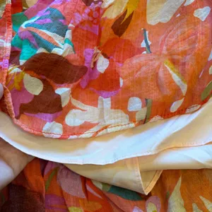 1. State Halter Neck Leaf Print Mini Dress Ruffle Hem‎ Tropical Art Spring XL thumbnail 10