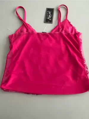 Women's Hot Pink Floral Sequin Cami Tank Top size L thumbnail 2
