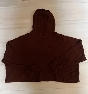 American Eagle Outfitters Brown Ribbed Hoodie Sweater Size XS 0138 thumbnail 1