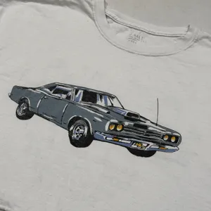 J Galt Cropped T Shirt Graphic Motor Show Car Print‎ Women One Size White thumbnail 2