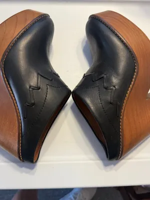 Free People Chance Black Leather Platform Clog Heels Sz 40 (9.5-10) Womens thumbnail 5