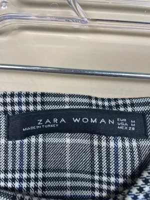 Zara Women’s Plaid Houndstooth Gray Black Blue White Midi Pencil Skirt thumbnail 8