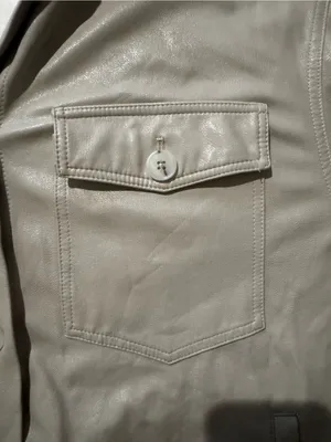 Vintage Havana Taupe Faux Leather Button-Front Jacket thumbnail 4