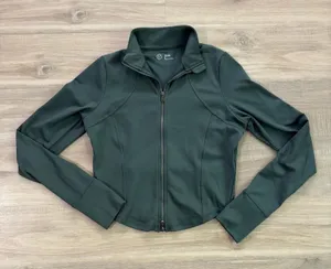 NWT Gilly Hicks Hollister Cropped Workout Athletic Full Zip Jacket Green Small thumbnail 1