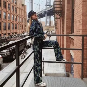 I.AM.GIA Pant Tali Denim Flare Animal Print High-Rise Green Tiger‎ XS EUC thumbnail 10