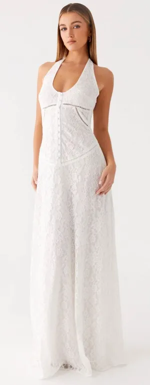 Peppermayo Lace Halterneck Maxi Dress with Buttons thumbnail 1