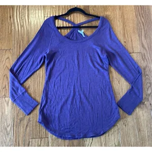 Athleta purple scoop neck cross back blouse small thumbnail 2