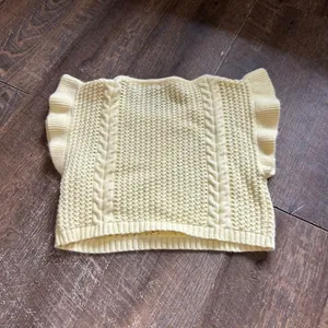 Cider Yellow Cable Knit Two‎ Piece Set Ruffle Crop Top and Mini Skirt Medium thumbnail 8