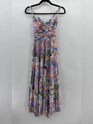 ASTR Blythe Floral Plisse Midi Dress - Coral Multi thumbnail 6