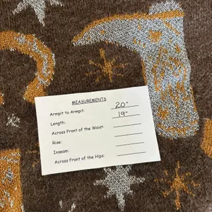 ZARA Western Cosmic Cowboy Boots Stars Jacquard Sweater Metallic Crewneck Small‎ thumbnail 15
