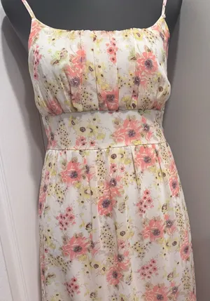 AS U WISH Floral Sundress Large Cottagecore Tie Back Cutout Midi Dress thumbnail 1