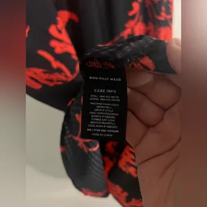 Who What‎ Wear Black Red Floral Puff Sleeve Midi Dress Size L cocktail wedding thumbnail 10