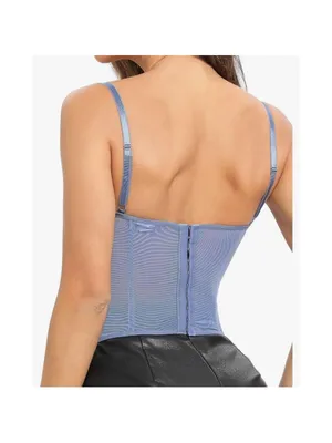 NEW Lace Bustier Mesh Sheer Boned Corset Crop Top Vintage Shapewear M thumbnail 3