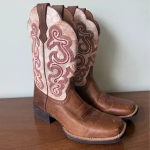 Ariat Sz 7 Women's QuickDraw Sandstorm Leather Cowboy Boots Western Rodeo thumbnail 4
