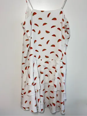 Cooper & Ella Jessica Watermelon Ruffled Dress White Red Print Size S thumbnail 8
