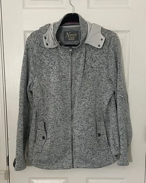 NATURAL REFLECTIONS WOMENS Shacket WITH HOOD SIZE XL Heather Blue thumbnail 1