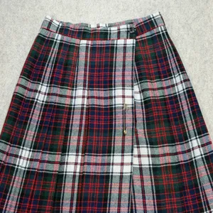 Haberdasher Tartan Plaid Wrap Skirt Sz XS Red Blue Dark Academia Preppy Kilt Pin thumbnail 7