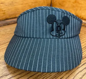 DISNEY PARKS Mickey Mouse Black And White Pinstripe Sun Visor Adjustable Size OS thumbnail 1