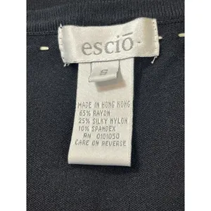 VTG Escio Black Stretchy Silky Nylon Knit Top Womens S Y2K 2000s Career Office thumbnail 6