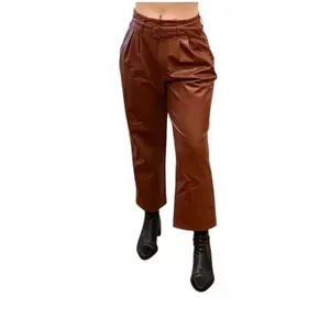 Abercrombie & fitch Brown Faux Leather Ankle Wide Leg Paper Bag Pants XLP#764 thumbnail 4