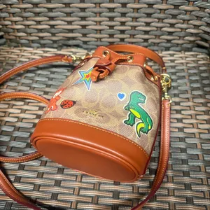 Coach Mini Bucket Bag In Signature Canvas With Sticker Print CW300 thumbnail 4