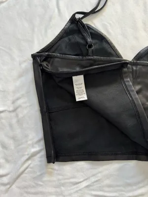 Lola Grace Black Faux Leather Top thumbnail 3