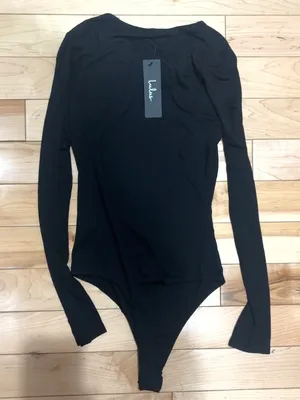 Lulu’S Trendy Twist Black Twist-Front Long Sleeve Bodysuit thumbnail 6