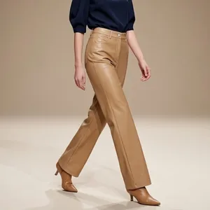NEW Hollister high rise vegan leather bootcut Pants size 24 camel tan thumbnail 7