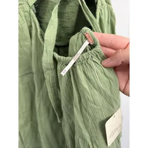 Free People Perfect Day Cotton Mini Dress Womens Medium Olive Green Deep V Neck thumbnail 9